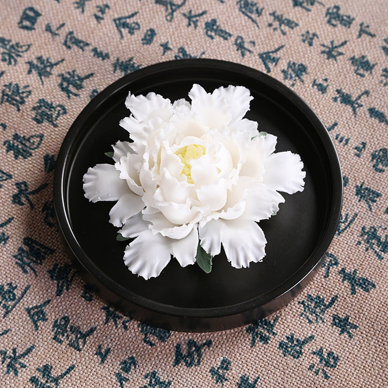 Passive Ceramic Peony Flower Aromatherapy Diffuser-5.12in-white