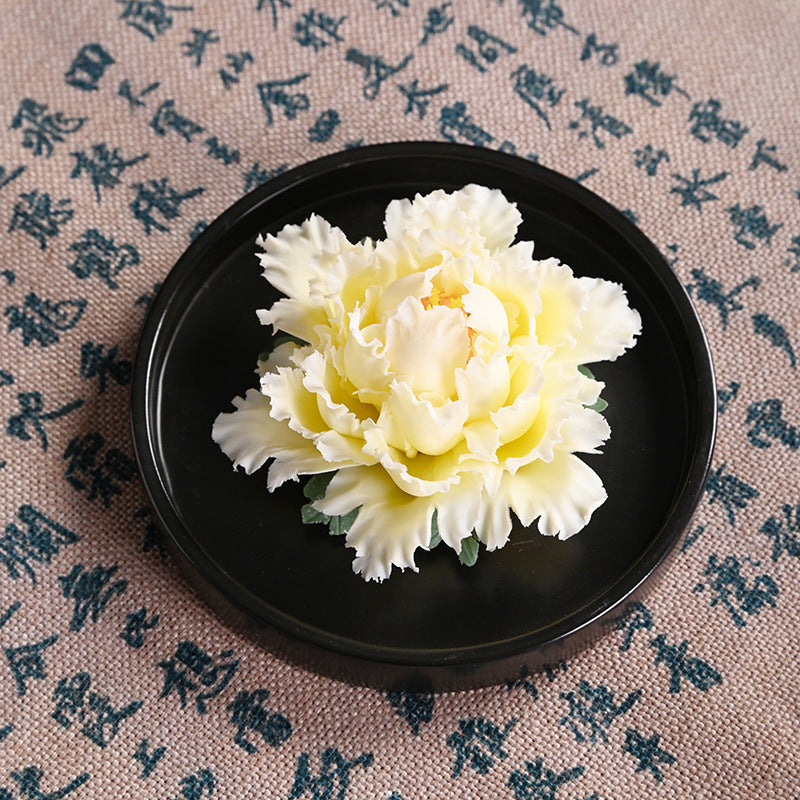Passive Ceramic Peony Flower Aromatherapy Diffuser-5.12in-yellow